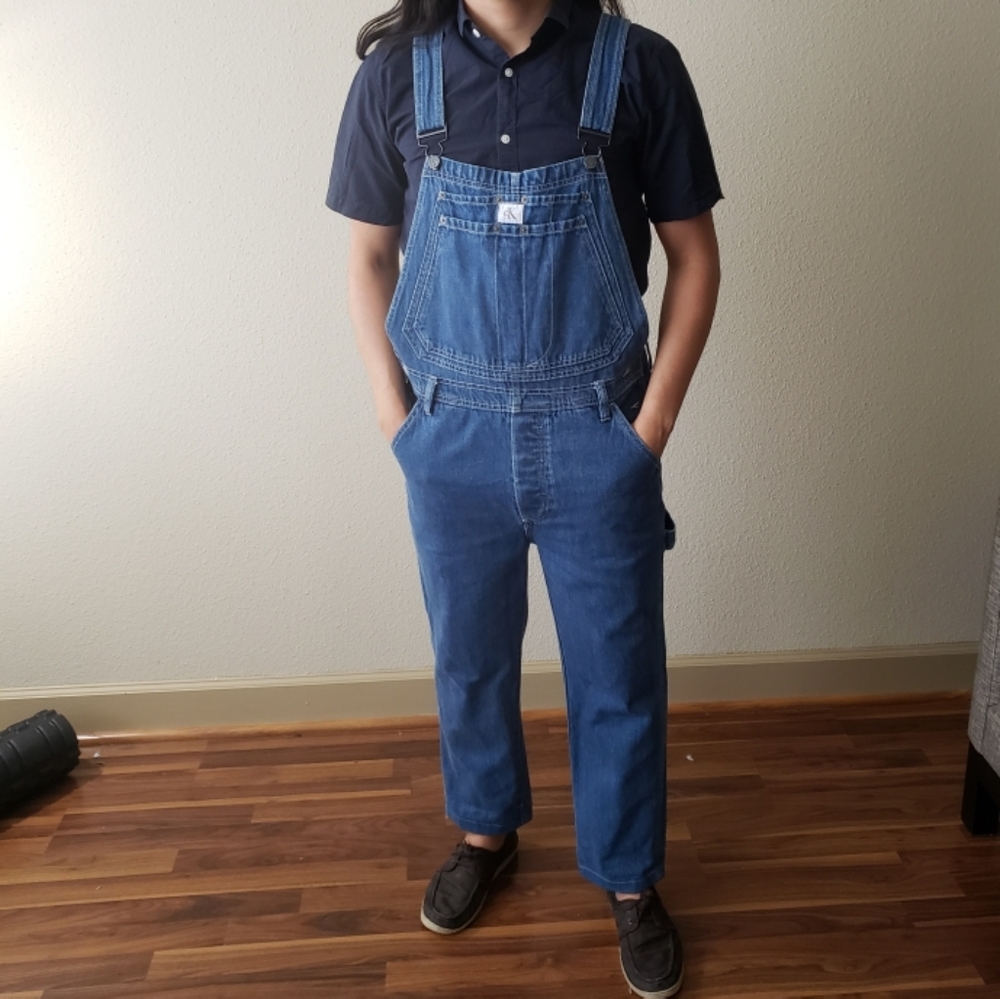 Calvin Klein blue denim Overalls Mens Small